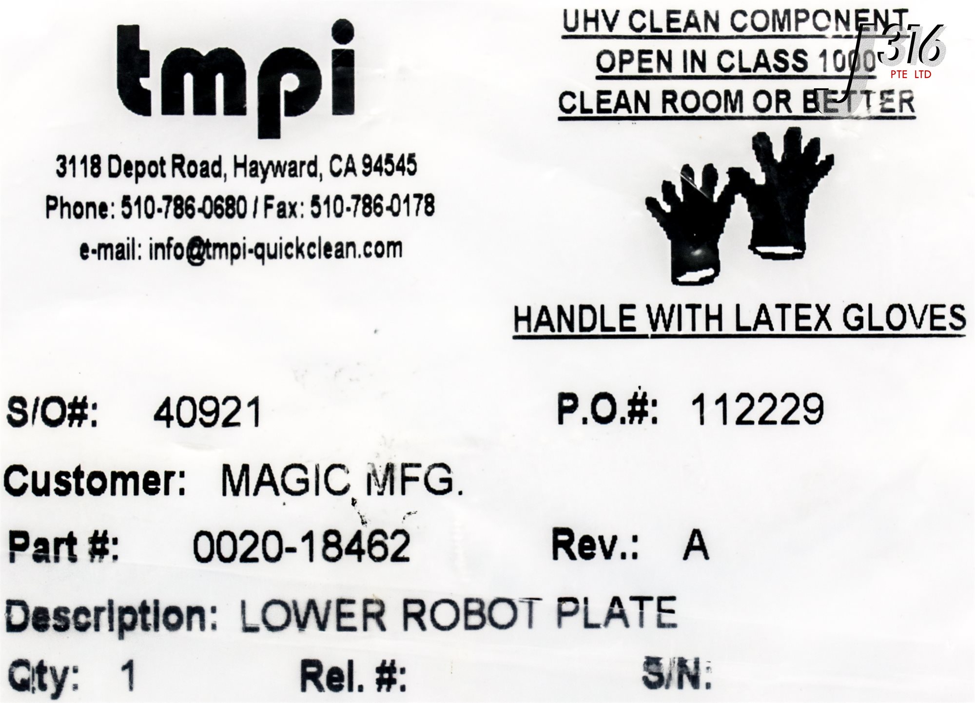 マジック 20604 APPLIED MATERIALS PLATE,LOWER MOTOR,ROBOT EXTENSION (NEW